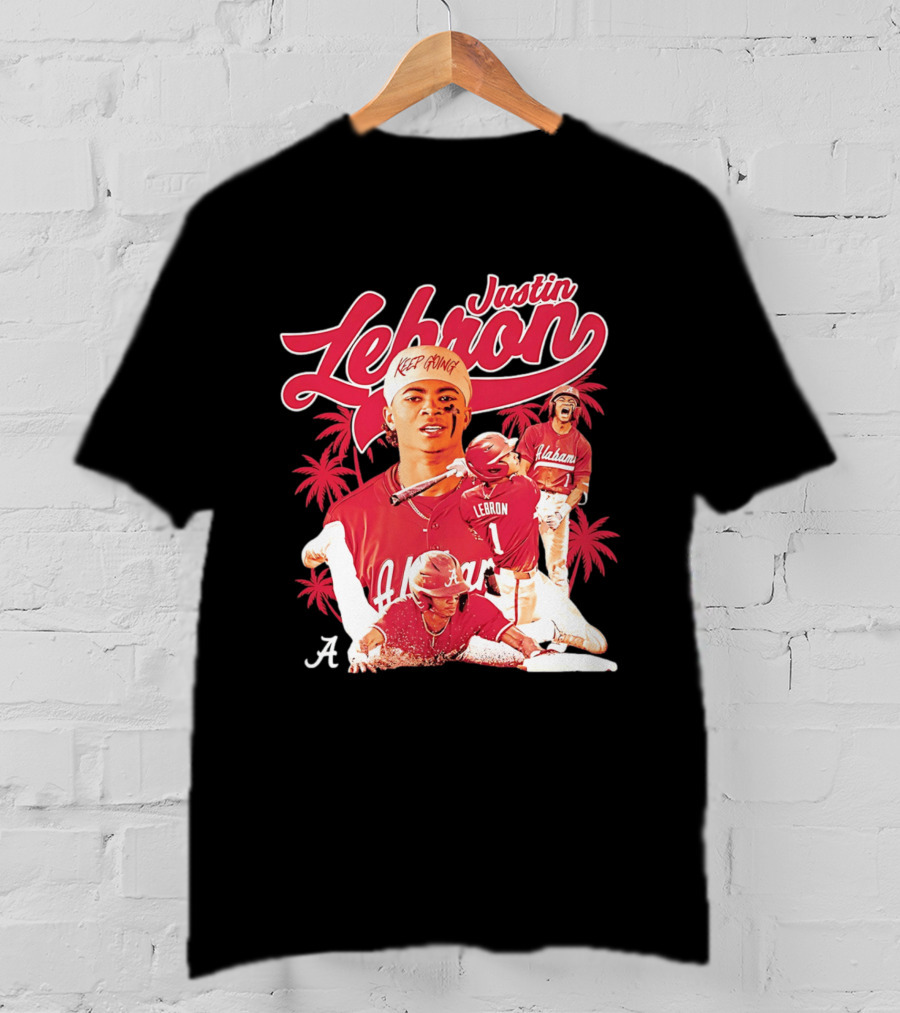 Justin Lebron Alabama Baseball Keep Going Collage T-Shirt