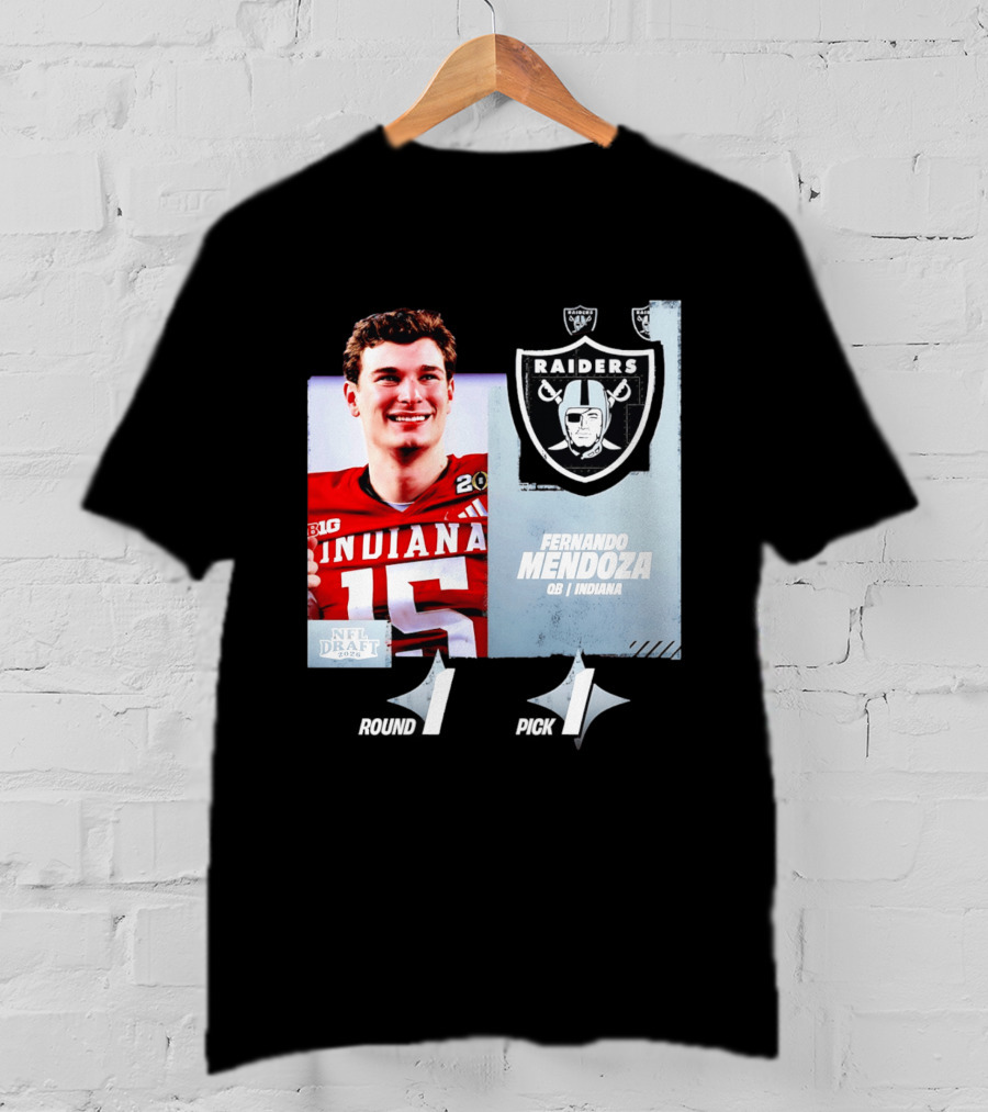 Fernando Mendoza QB Indiana Las Vegas Raiders NFL Draft 2026 Round 1 Pick 1 T-Shirt