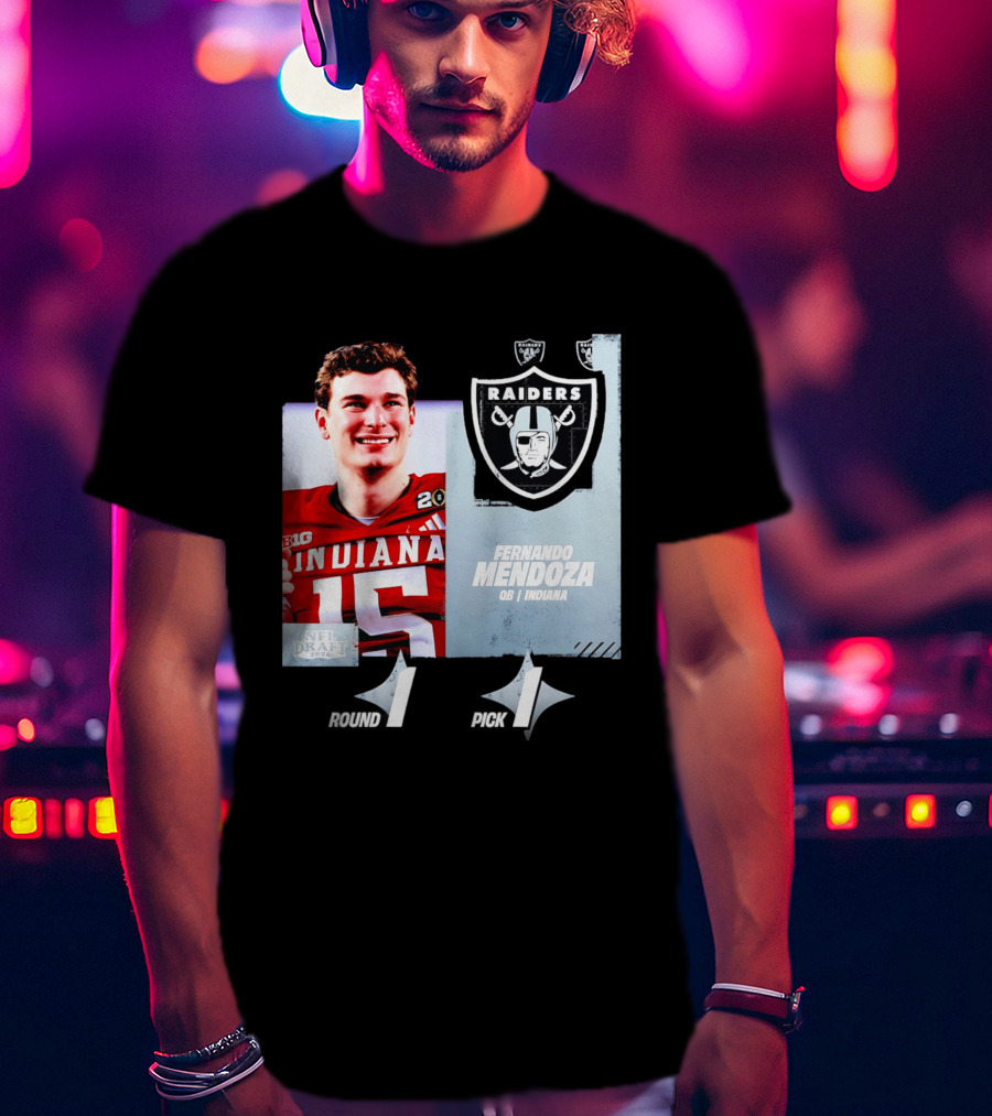 Fernando Mendoza QB Indiana Las Vegas Raiders NFL Draft 2026 Round 1 Pick 1 T-Shirt
