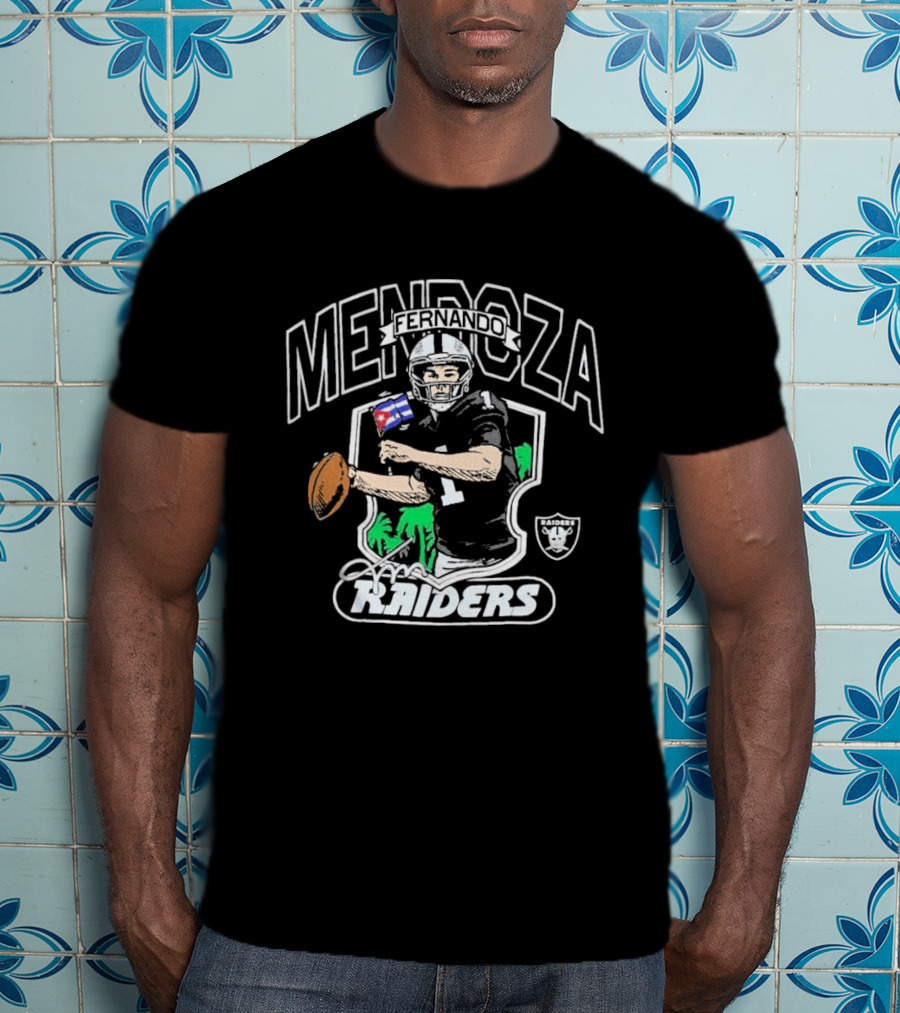 Fernando Mendoza Las Vegas Raiders Football Player Caricature T-Shirt
