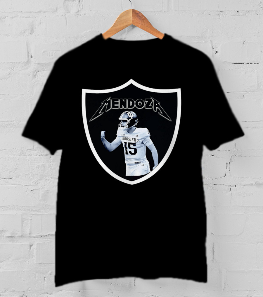 Mendoza Hoosiers 15 Shield Style Las Vegas Raiders T-Shirt