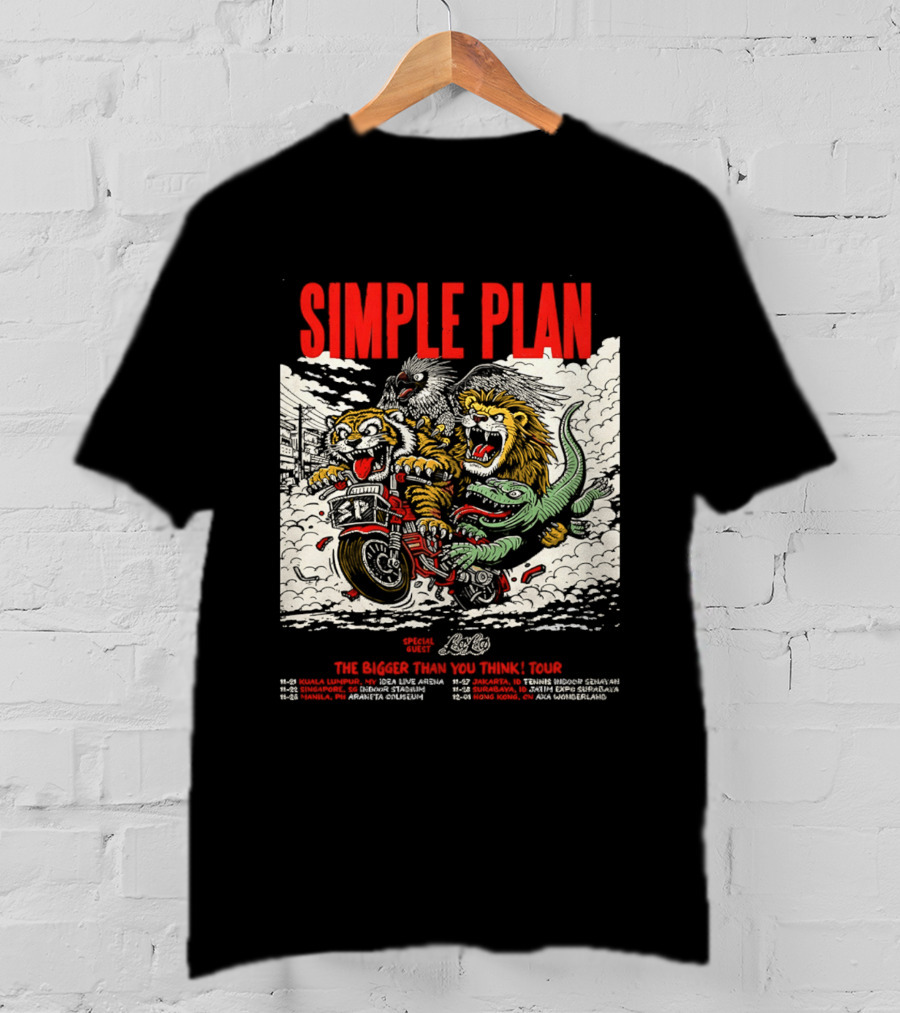 Simple Plan 2024 The Bigger Than You Think Tour Dates Lion And Monster Motocross T-Shirt
