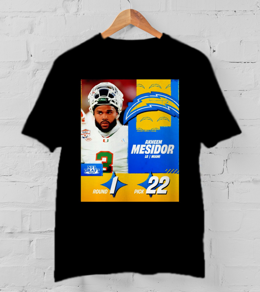 NFL Draft 2026 Los Angeles Chargers Akheem Mesidor Round 1 Pick 22 T-Shirt