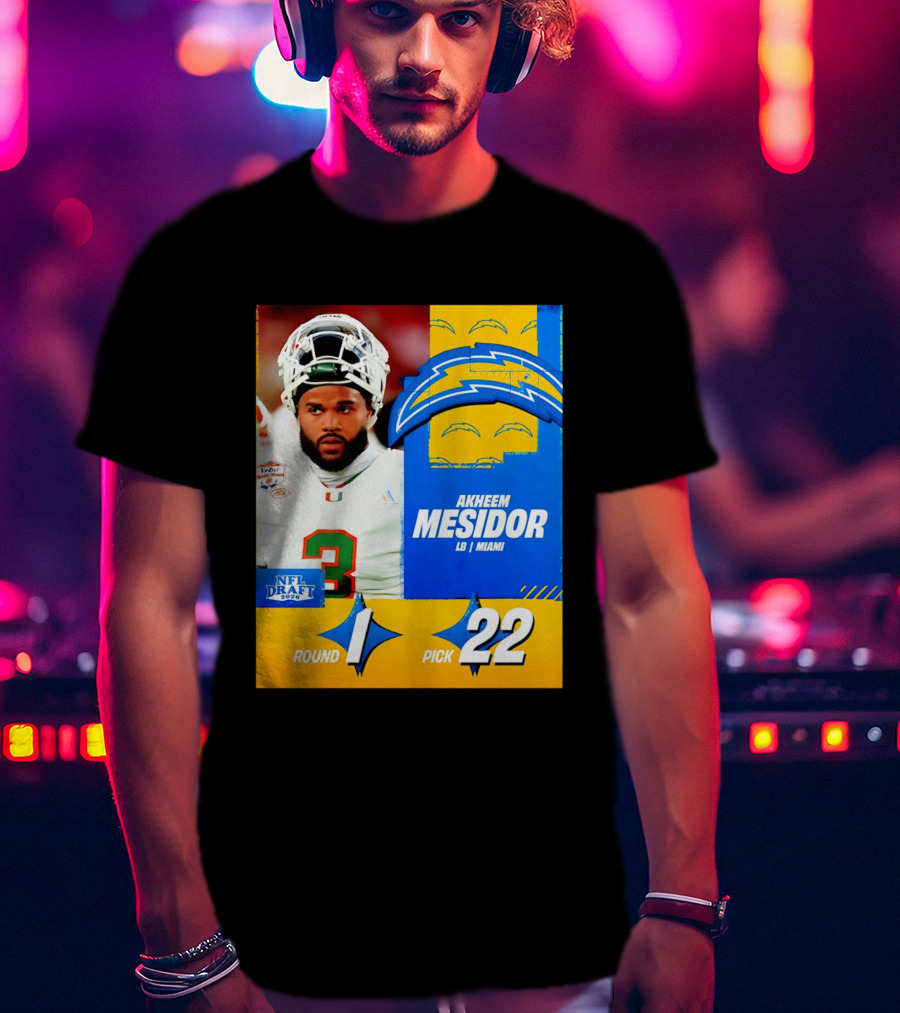 NFL Draft 2026 Los Angeles Chargers Akheem Mesidor Round 1 Pick 22 T-Shirt