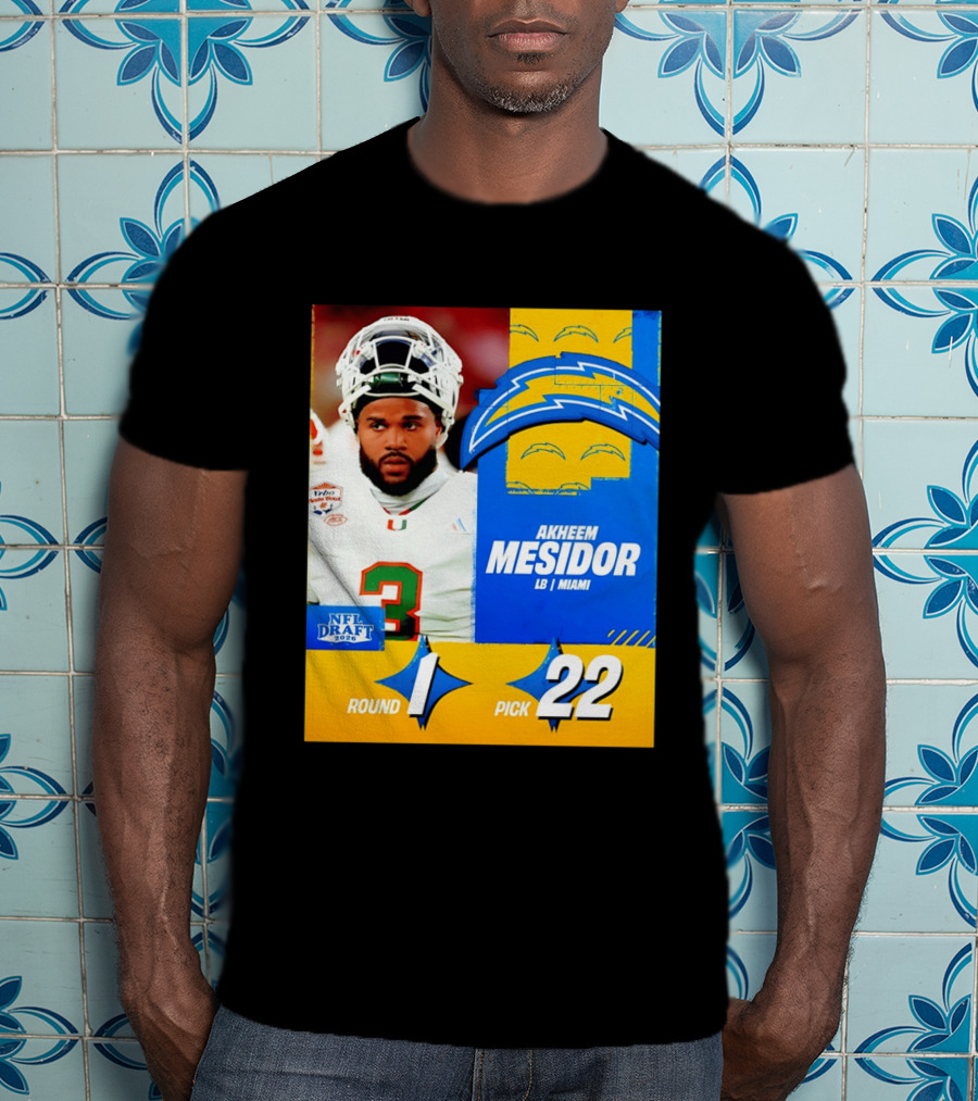 NFL Draft 2026 Los Angeles Chargers Akheem Mesidor Round 1 Pick 22 T-Shirt