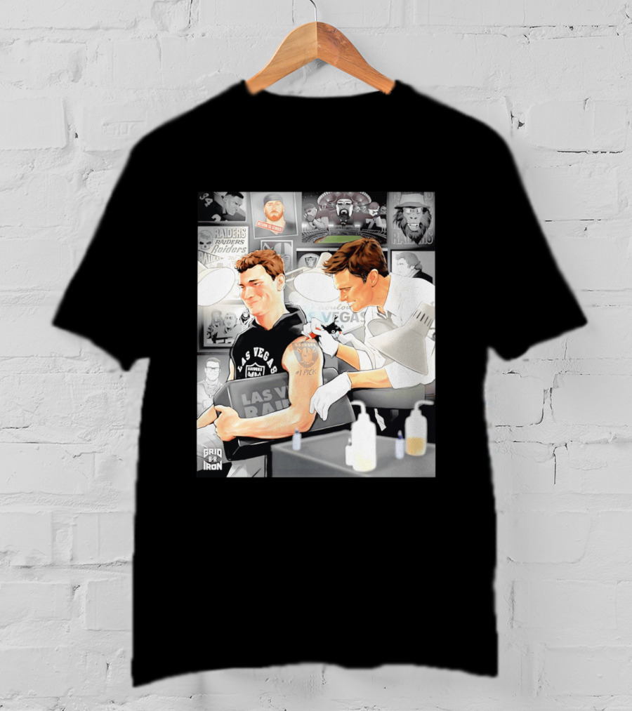 Las Vegas Raiders Fernando Mendoza Tom Brady Tattoo Moment With Raiders Art And Iconic Characters T-Shirt
