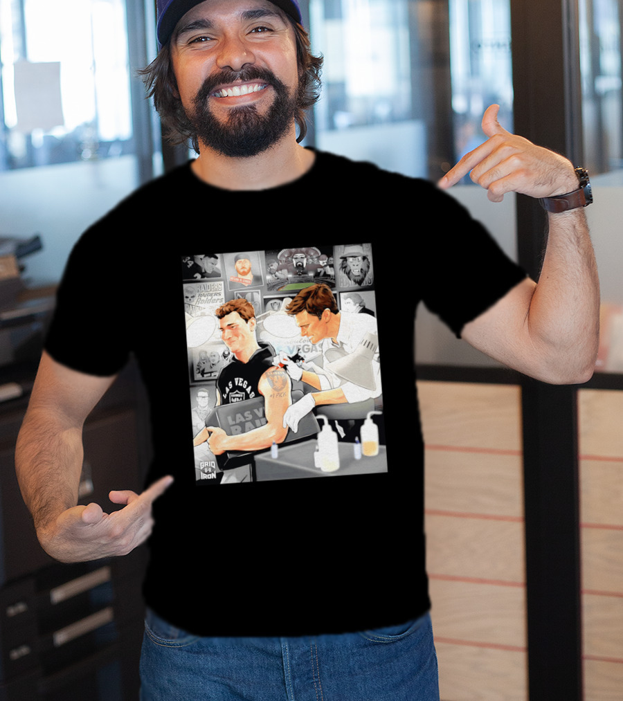 Las Vegas Raiders Fernando Mendoza Tom Brady Tattoo Moment With Raiders Art And Iconic Characters T-Shirt