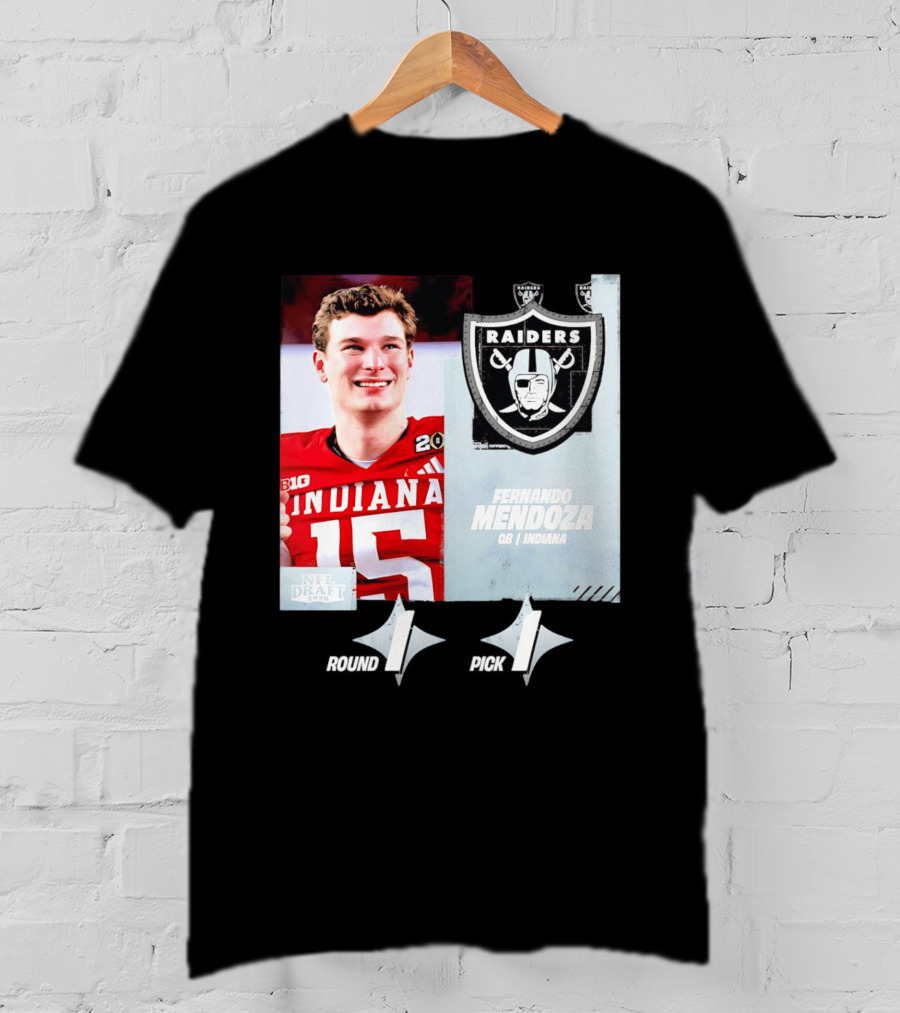 Fernando Mendoza QB Indiana Las Vegas Raiders Round 1 Pick 1 NFL Draft 2026 T-Shirt