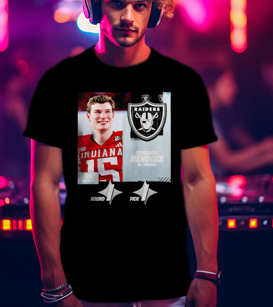 Fernando Mendoza QB Indiana Las Vegas Raiders Round 1 Pick 1 NFL Draft 2026 T-Shirt