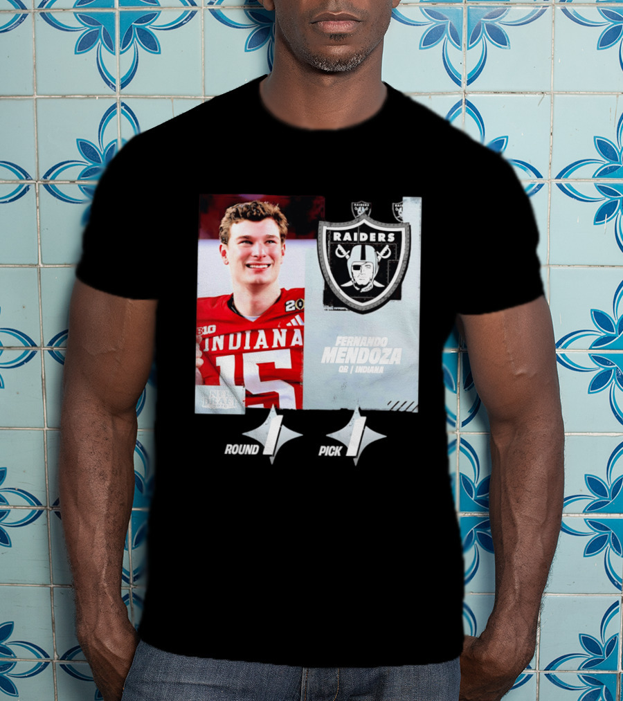 Fernando Mendoza QB Indiana Las Vegas Raiders Round 1 Pick 1 NFL Draft 2026 T-Shirt