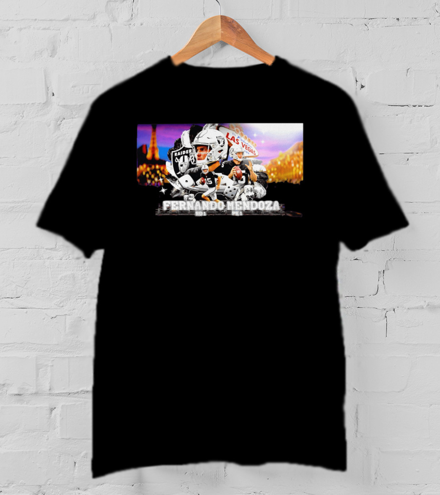 Fernando Mendoza Raiders Las Vegas Lights Casino Dice Football Draft T-Shirt