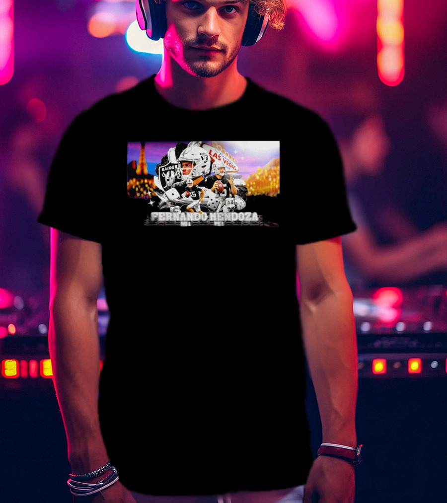 Fernando Mendoza Raiders Las Vegas Lights Casino Dice Football Draft T-Shirt