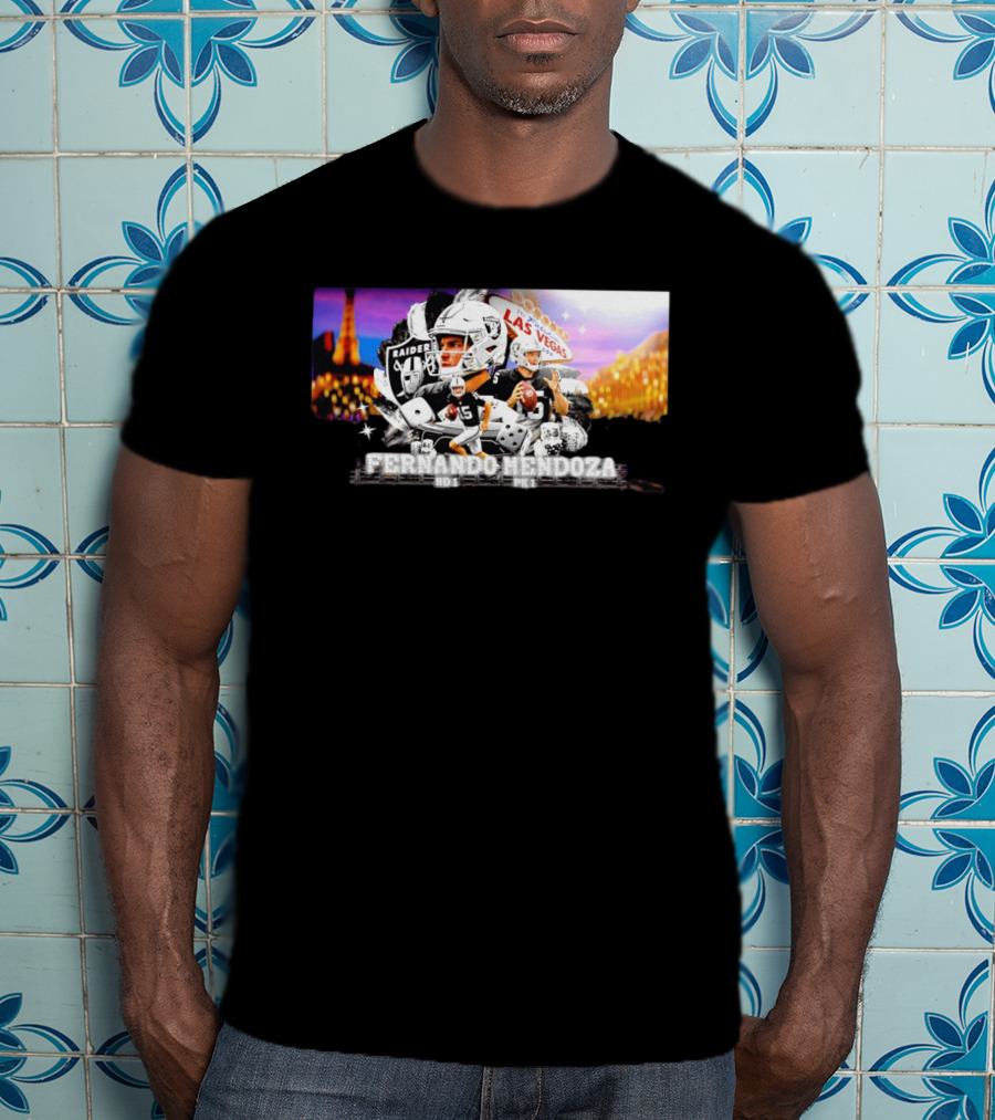 Fernando Mendoza Raiders Las Vegas Lights Casino Dice Football Draft T-Shirt