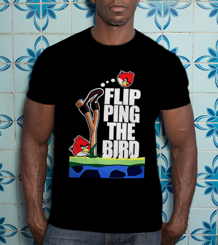Flipping The Bird Angry Slingshot Birds T-Shirt