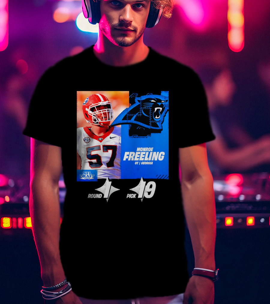 Monroe Freeling Georgia OT Round 1 Pick 19 Carolina Panthers 2026 NFL Draft T-Shirt