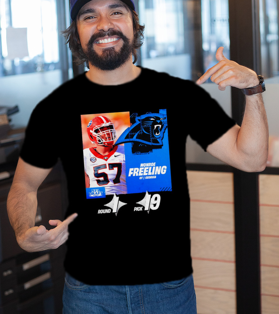 Monroe Freeling Georgia OT Round 1 Pick 19 Carolina Panthers 2026 NFL Draft T-Shirt