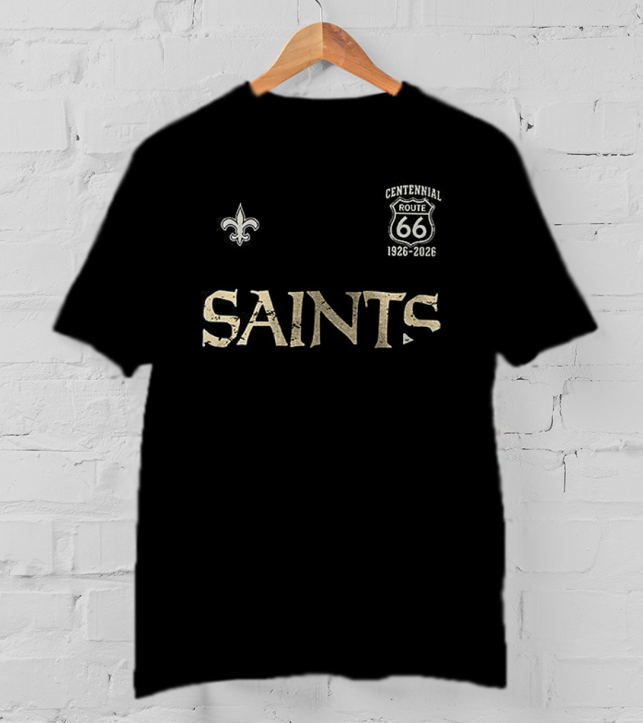 New Orleans Saints Route 66 Centennial 100th Anniversary Fleur De Lis T-Shirt