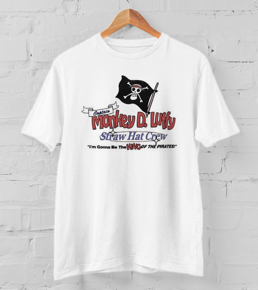 Monkey D Luffy Straw Hat Crew King Of The Pirates Skull Flag T-Shirt