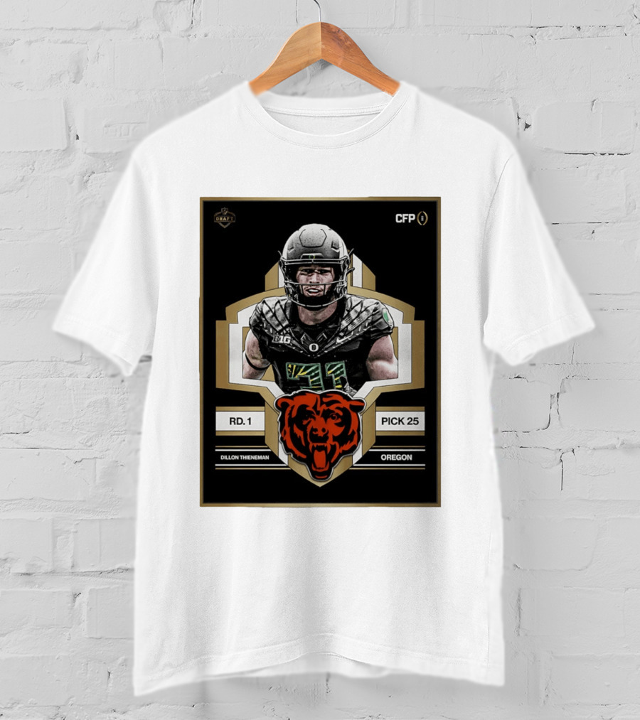 Dillon Thieneman RD 1 Pick 25 Oregon Chicago Bears 2026 Draft CFP T-Shirt