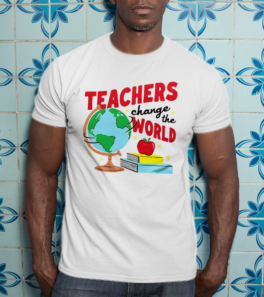 Teachers Change The World Globe Book Apple T-Shirt