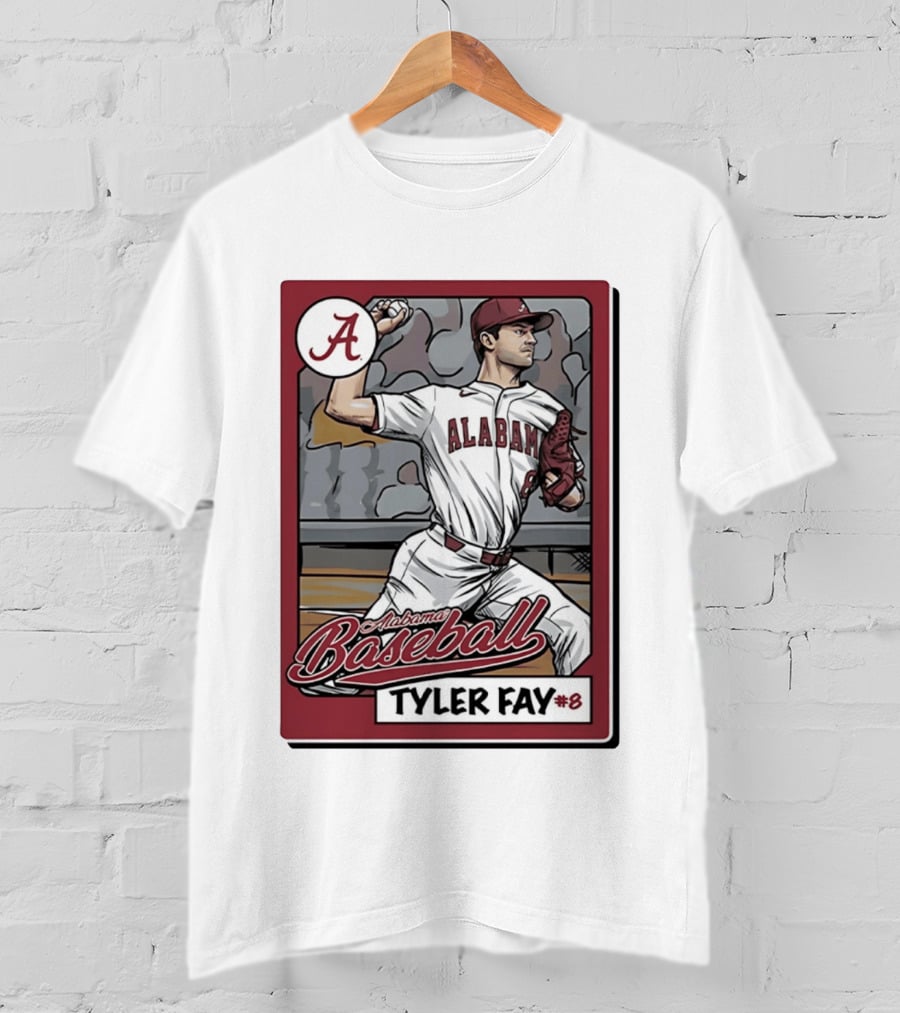 Alabama Crimson Tide Baseball Tyler Fay #8 Cartoon Card T-Shirt