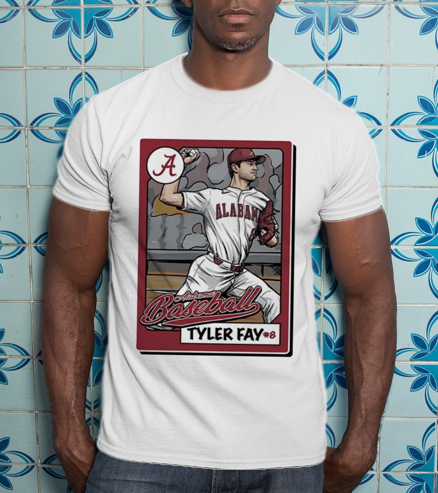 Alabama Crimson Tide Baseball Tyler Fay #8 Cartoon Card T-Shirt