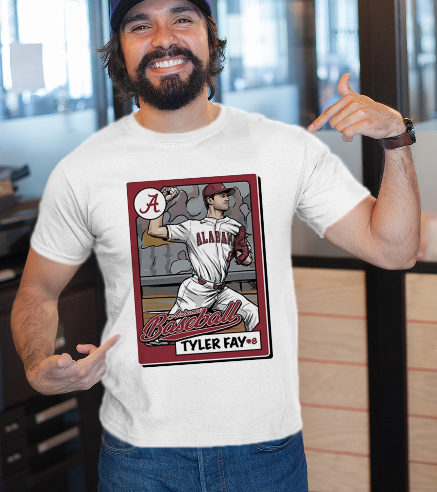 Alabama Crimson Tide Baseball Tyler Fay #8 Cartoon Card T-Shirt