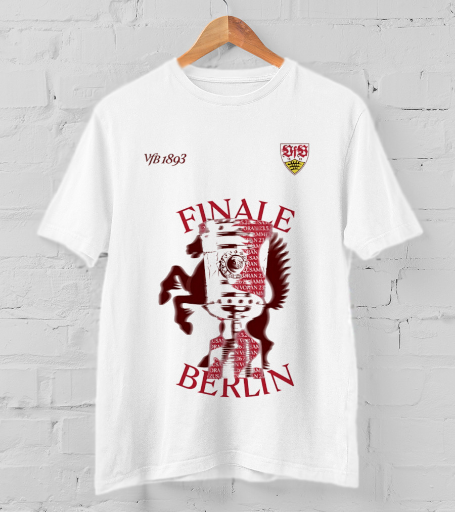 VfB 1893 Finale Berlin 2026 DFB Pokal Final Iconic Team Crest Featuring Red Trophy And Horse T-Shirt