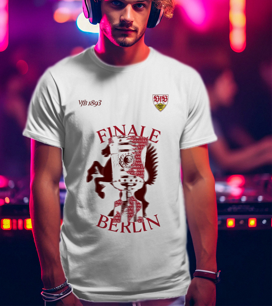 VfB 1893 Finale Berlin 2026 DFB Pokal Final Iconic Team Crest Featuring Red Trophy And Horse T-Shirt