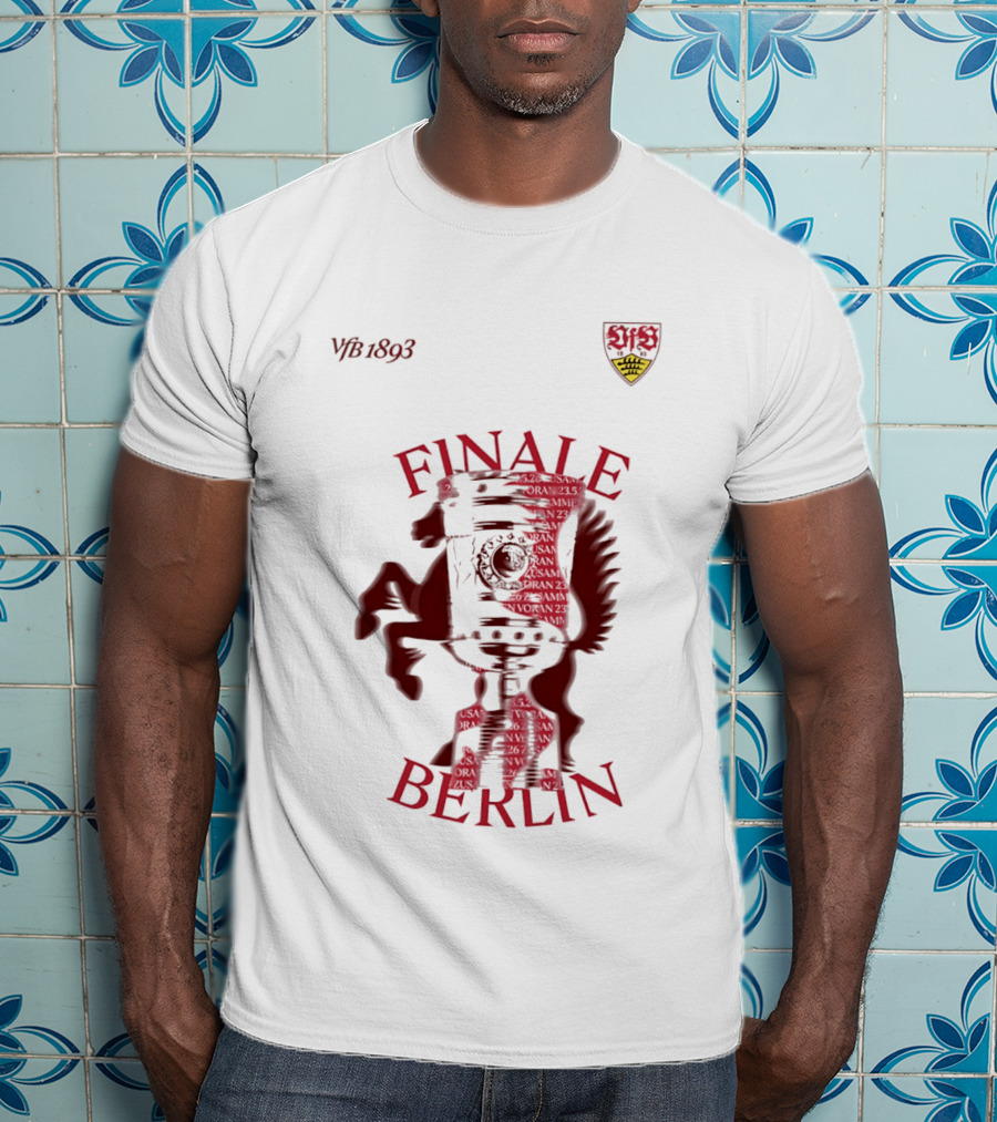 VfB 1893 Finale Berlin 2026 DFB Pokal Final Iconic Team Crest Featuring Red Trophy And Horse T-Shirt