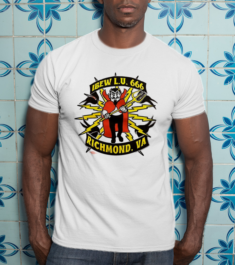 IBEW LU 666 Richmond VA Devil With Pitchfork And Lightning Bolts T-Shirt