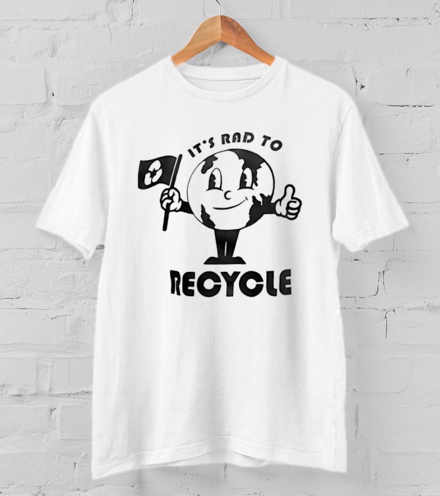 It's Rad To Recycle Earth Character With Flag And Thumbs Up T-Shirt