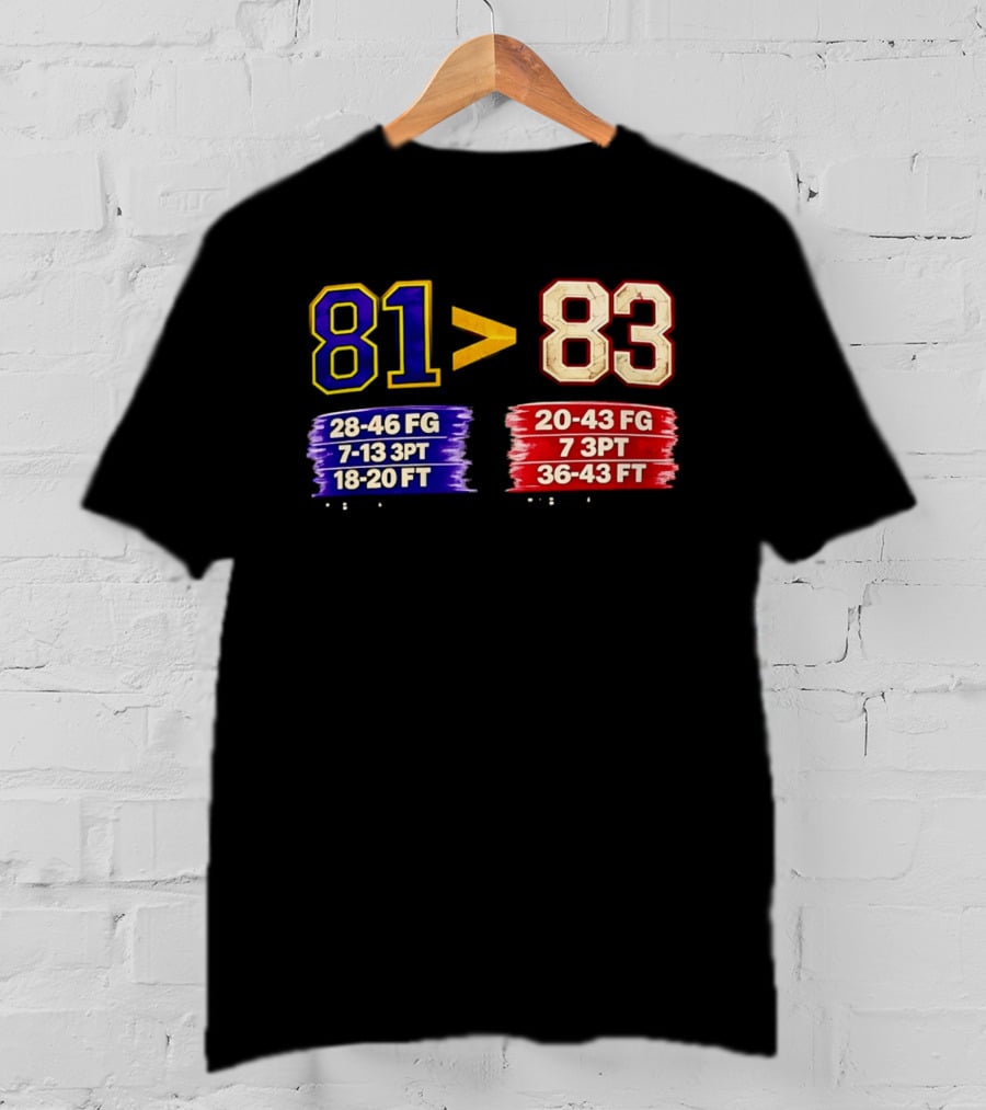 81 Vs 83 Basketball Stats FG 3PT FT Comparison T-Shirt