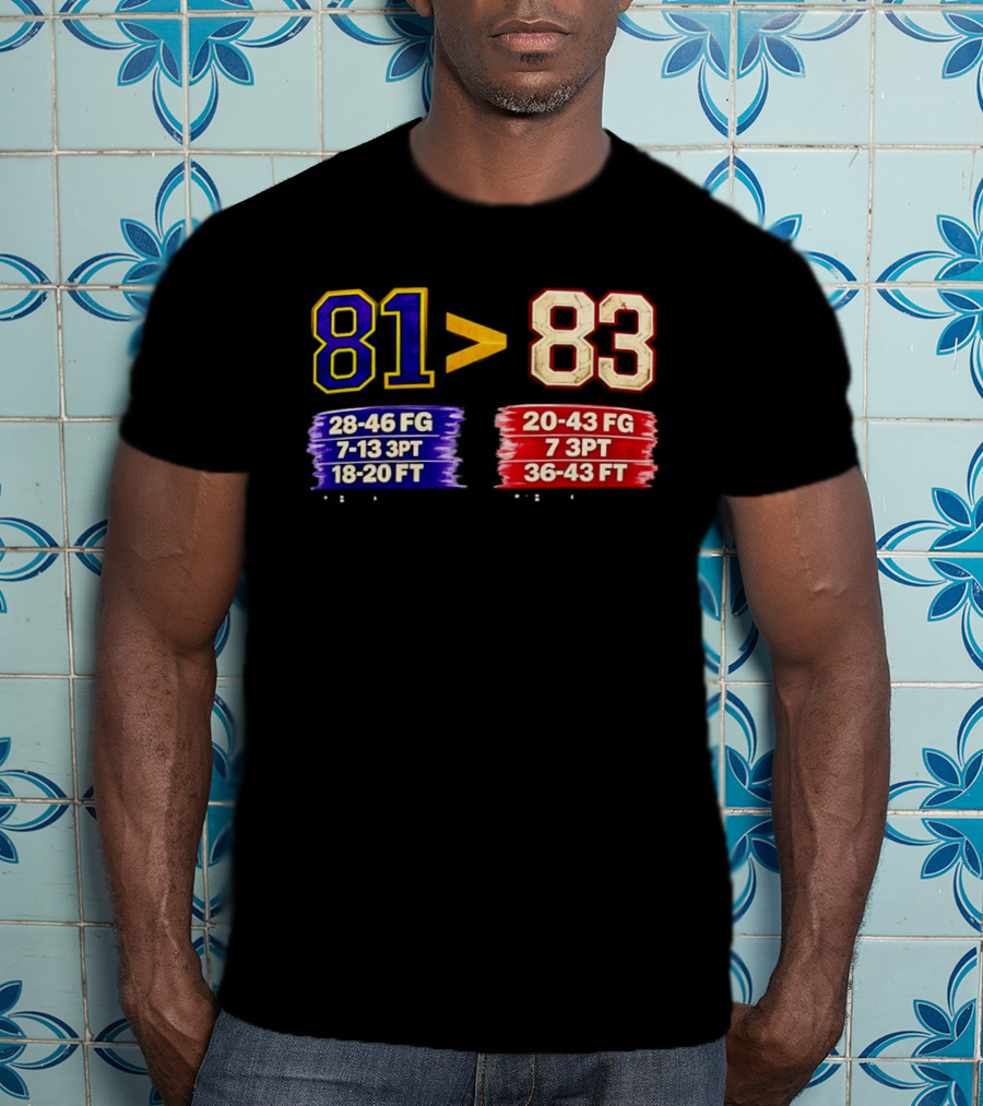 81 Vs 83 Basketball Stats FG 3PT FT Comparison T-Shirt