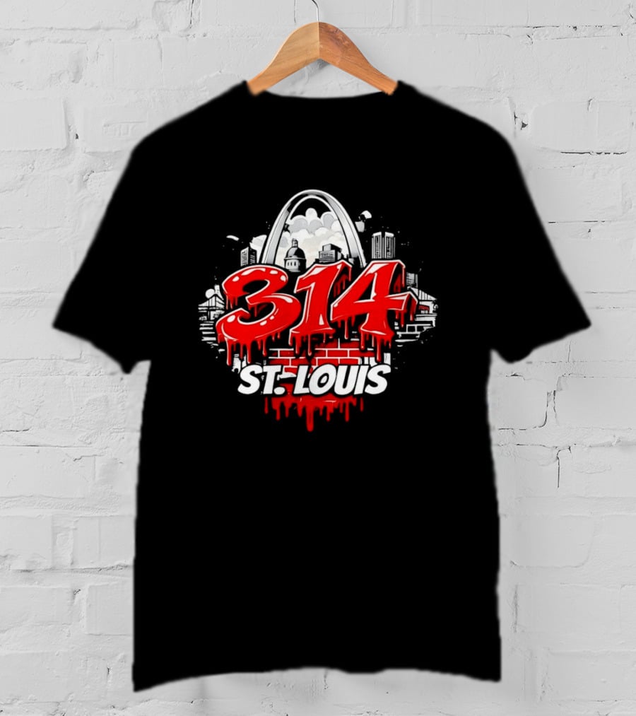 314 St Louis Blood Melting Skyline Arch Brick Wall T-Shirt