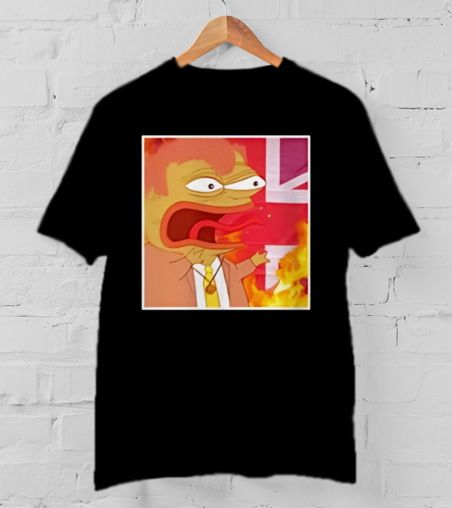 Frog Meme Flaming UK Flag Reaction T-Shirt