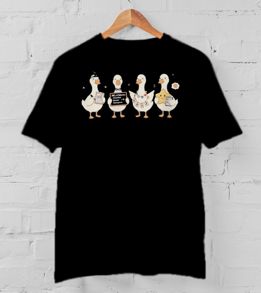 Back To School Goose Just A Teacher Goose Silly Goose Social Worker ABCs Of Behavior T-Shirt