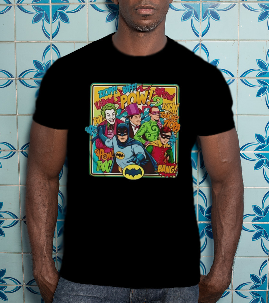 Batman Holy 50 Years POW BANG Joker Riddler Robin Comic T-Shirt