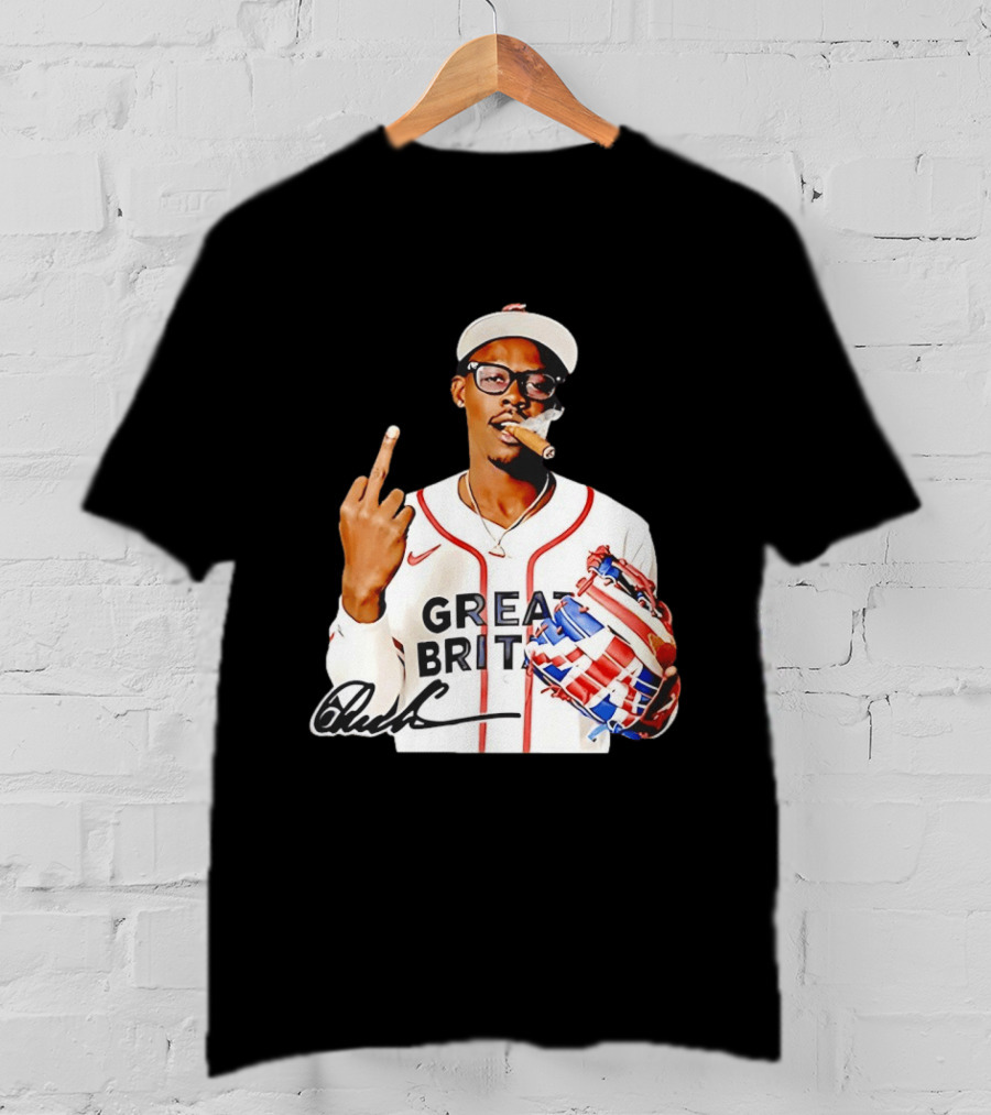 Jazz Chisholm Jr Great Britain Jersey Smoking Middle Finger Signature T-Shirt