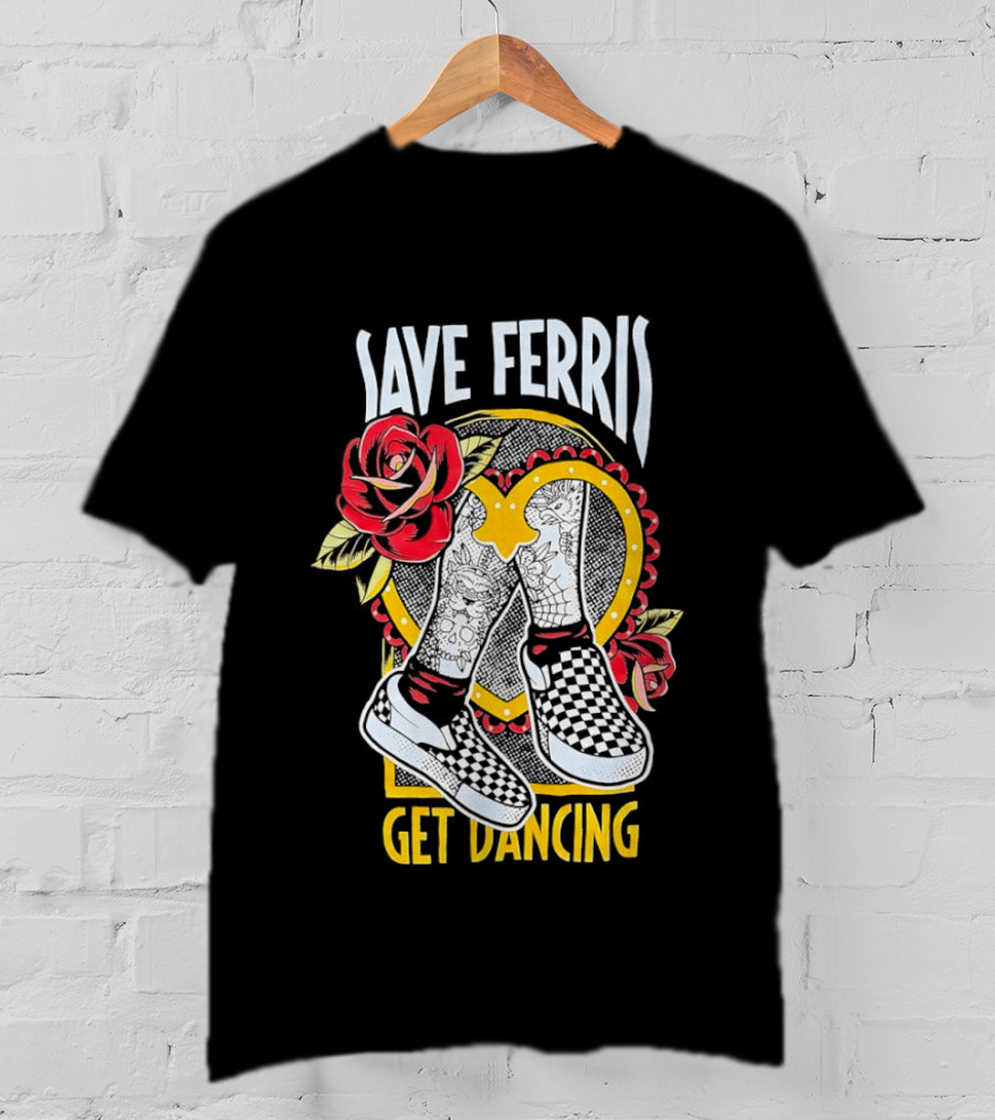 Save Ferris Get Dancing Checkered Shoes Rose T-Shirt