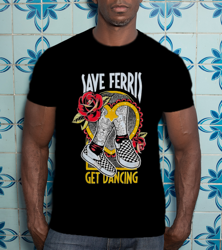 Save Ferris Get Dancing Checkered Shoes Rose T-Shirt