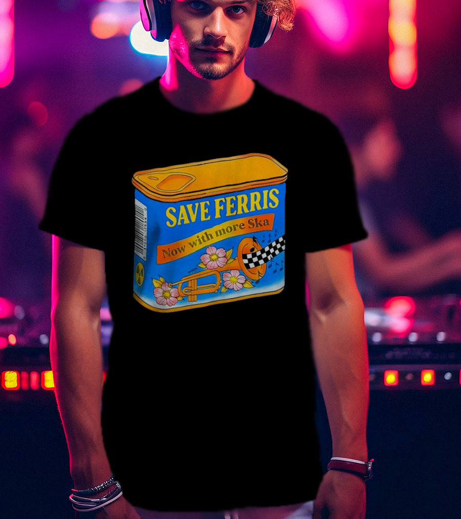 Save Ferris Now With More Ska Trombone Flowers Checkered Banner T-Shirt