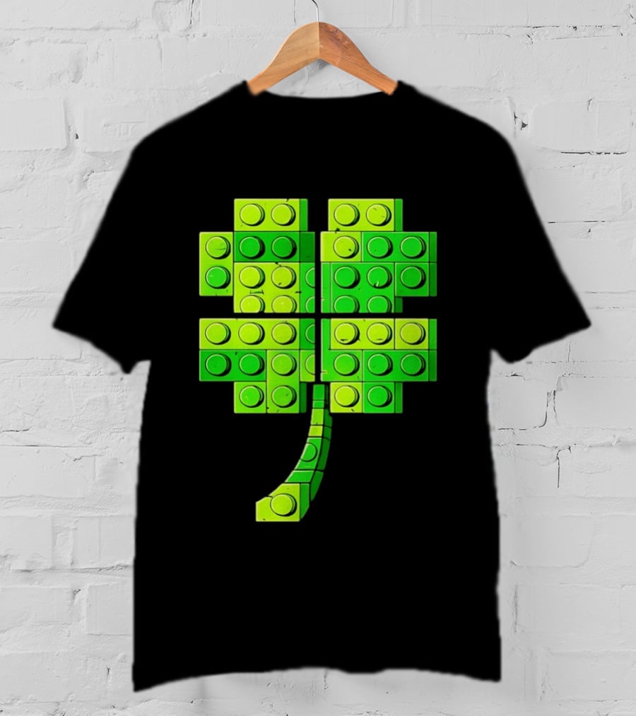 Shamrock Building Blocks Clover St Patrick's Day T-Shirt