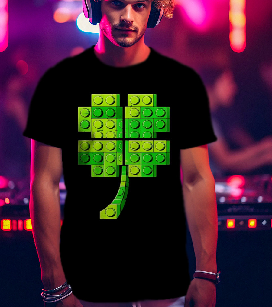 Shamrock Building Blocks Clover St Patrick's Day T-Shirt