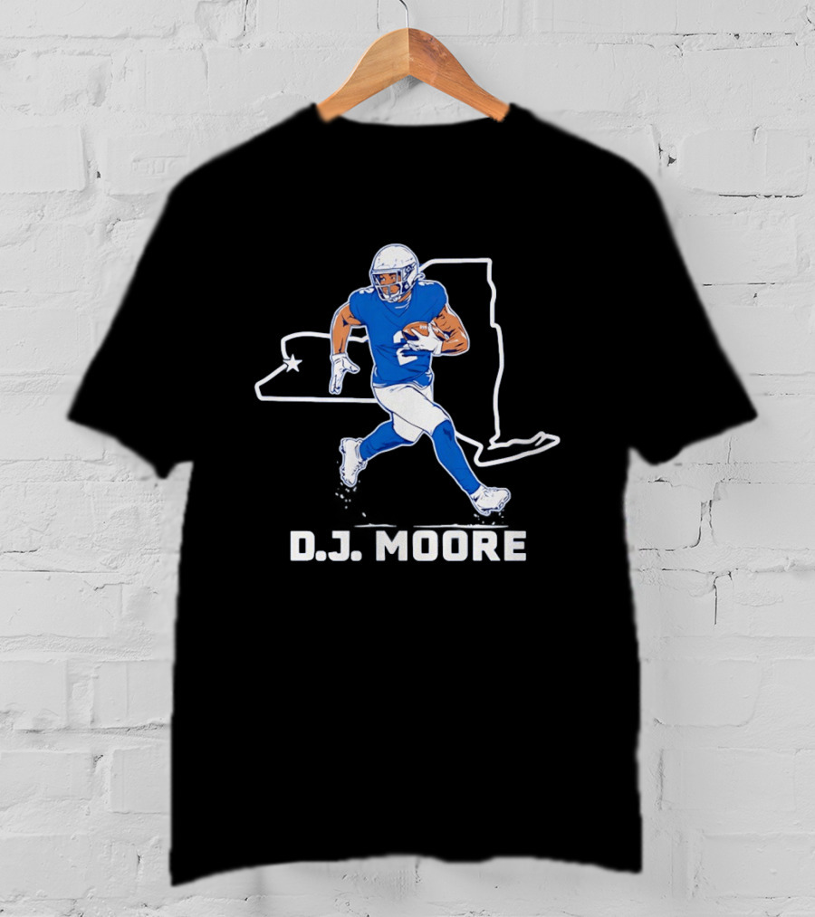 D.J. Moore 2 Buffalo Bills Wide Receiver New York Map T-Shirt