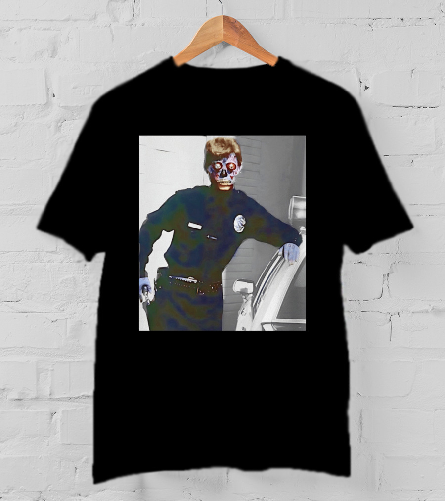 Skeleton Alien Cop They Live 80s Movie Police T-Shirt