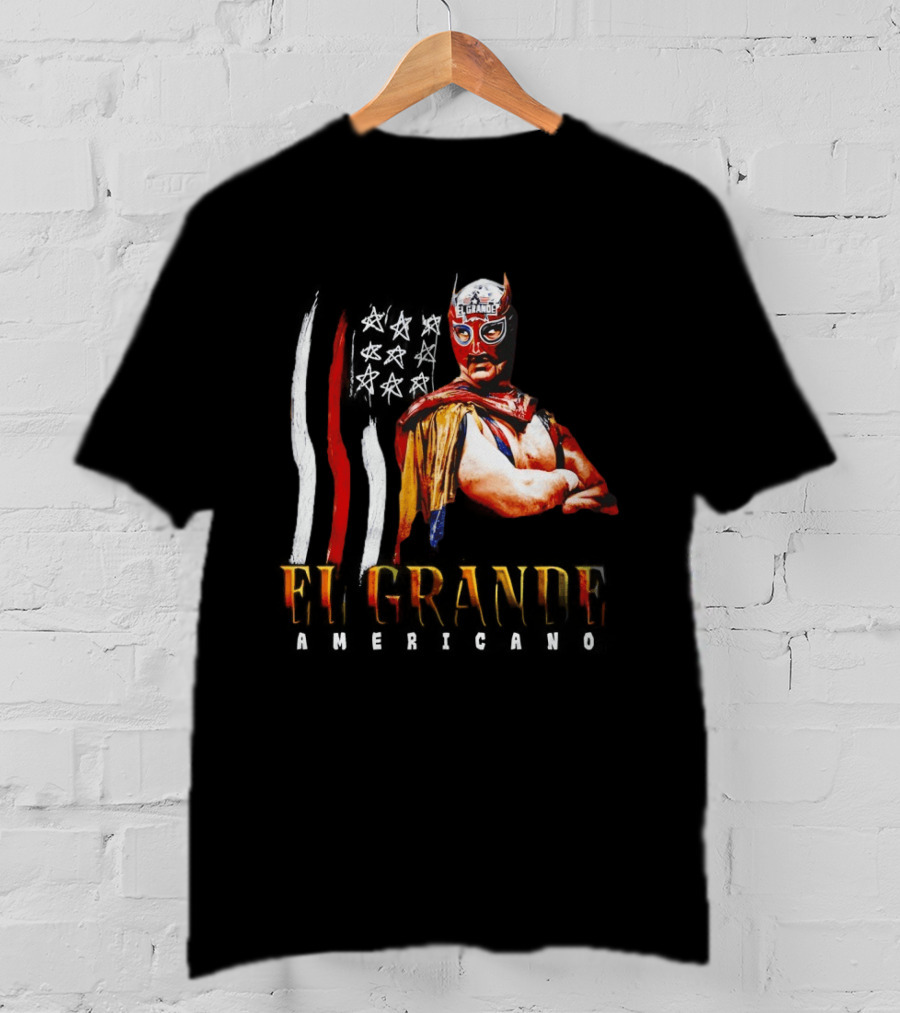 El Grande Americano WWE Flag Grunge Luchador Wrestler Mask Mexican T-Shirt
