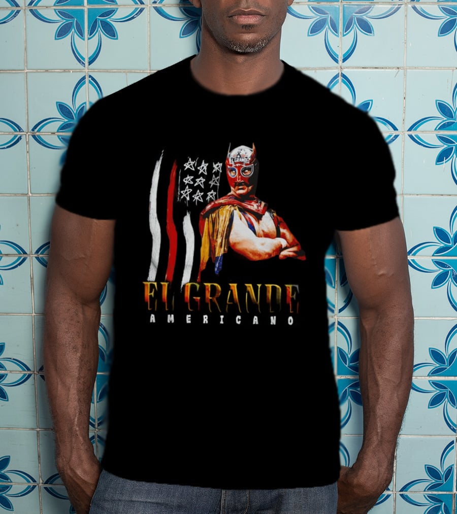 El Grande Americano WWE Flag Grunge Luchador Wrestler Mask Mexican T-Shirt