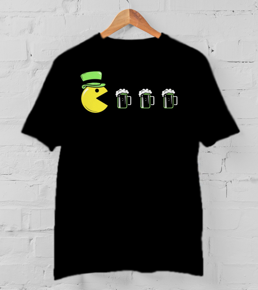St Pacman's Day St Patrick's Day Beer And Classic Video Game Celebration T-Shirt