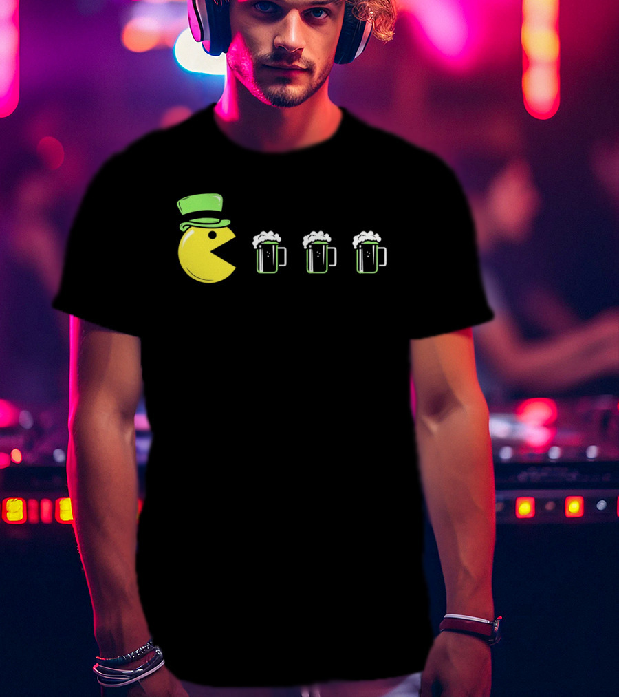 St Pacman's Day St Patrick's Day Beer And Classic Video Game Celebration T-Shirt